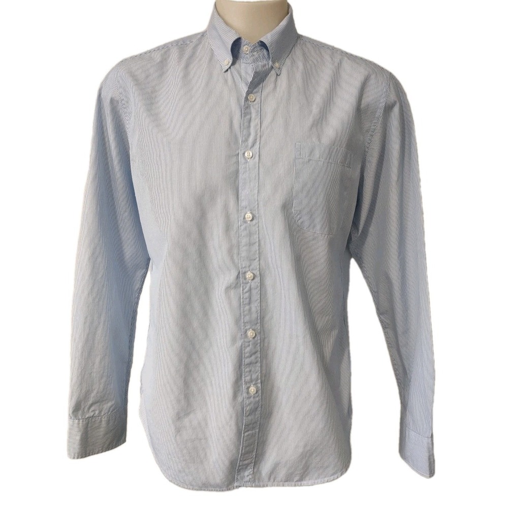J.Crew Button‎ Down Shirt Men L Blue Striped Long Sleeve Preppy Classic Business - Picture 14 of 15